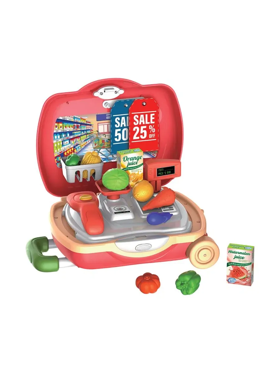 Игровой набор продуктов с кассой, 20 предметов, Grocery Luggage World Tech Toys — изображение 2 из 4, нет цвета