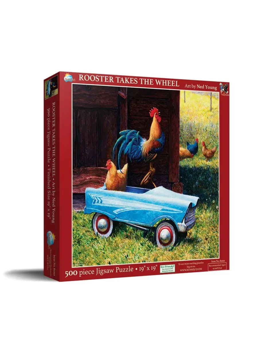 Пазл 500 деталей «Rooster Takes the Wheel» SunsOut