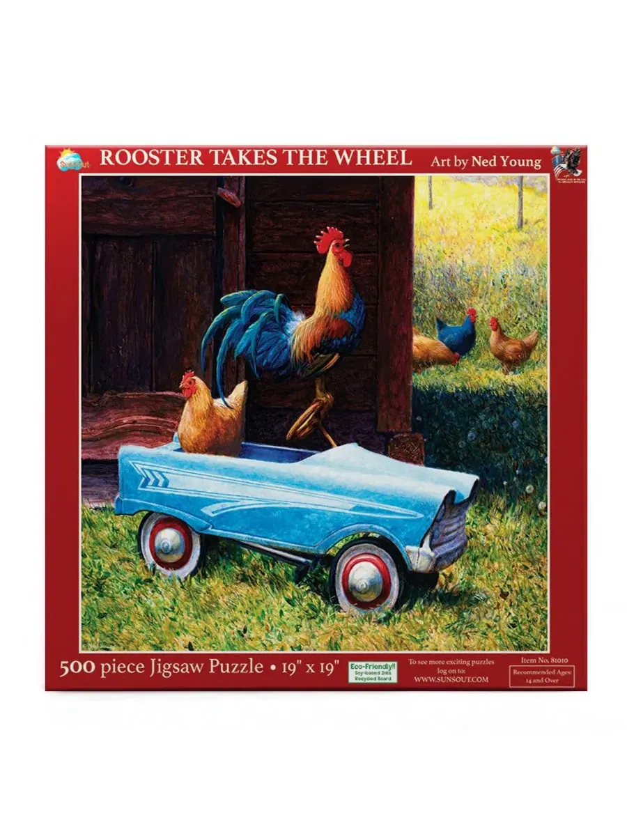 Пазл 500 деталей «Rooster Takes the Wheel» SunsOut — изображение 2 из 5, нет цвета