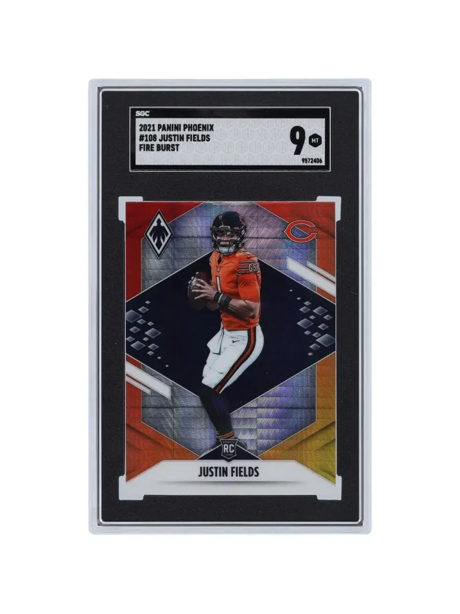 Карточка новичка Джастина Филдса, Chicago Bears, 2021 Phoenix Fire Burst #108, сертифицирована SGC — мульти