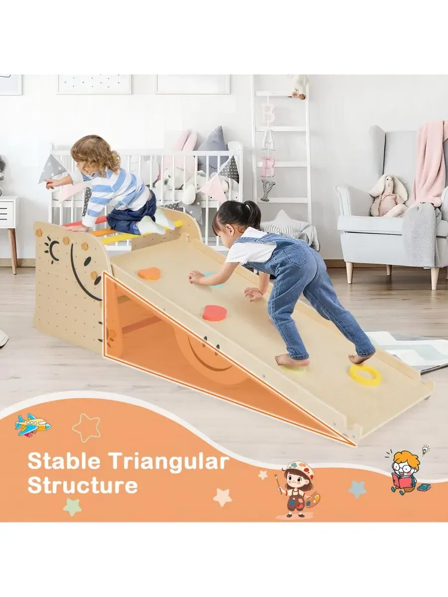 Детский деревянный игровой набор-качалка с горкой и лестницей, модель Triangle Climber Set GOUUN — изображение 6 из 10