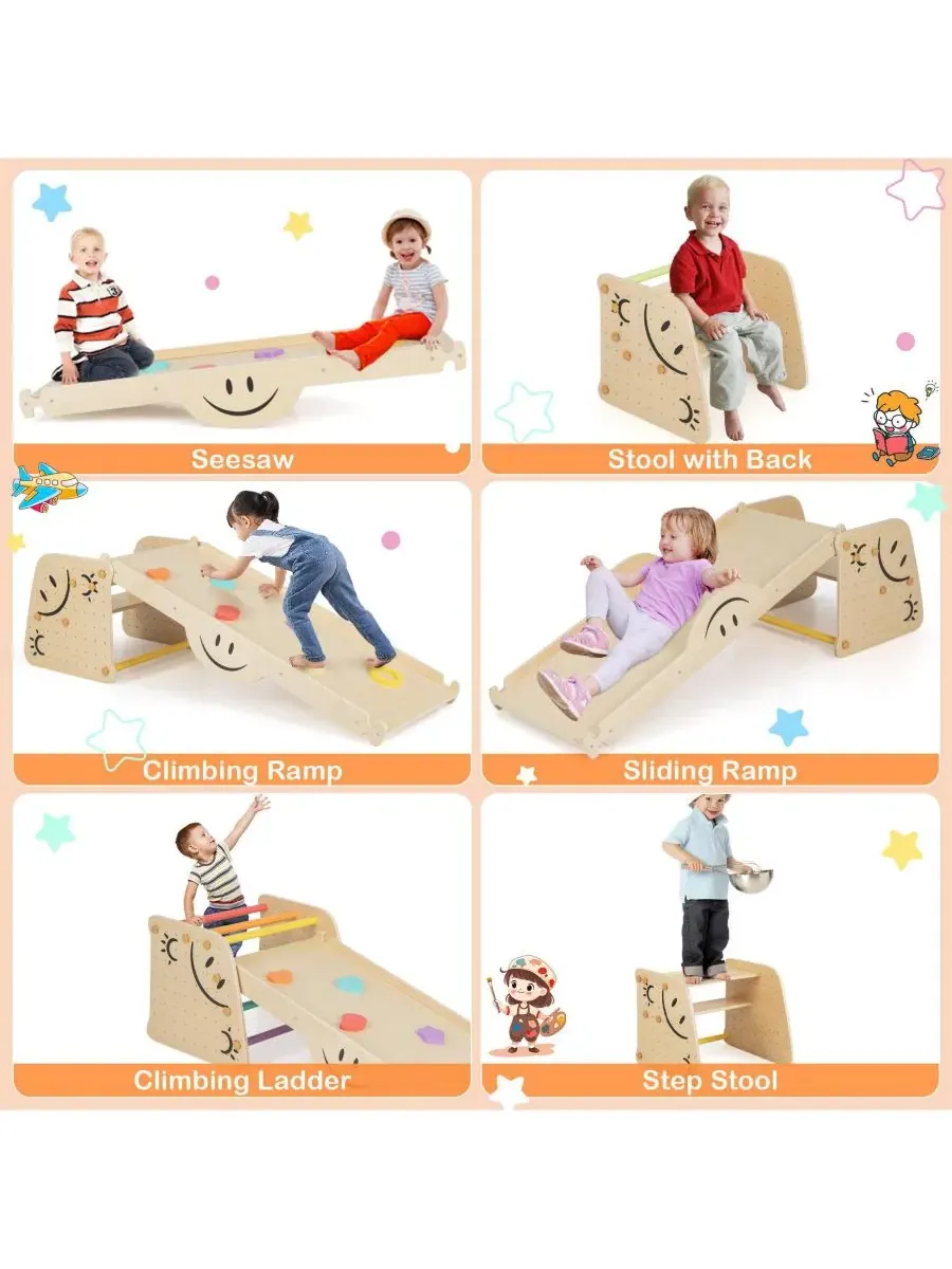 Детский деревянный игровой набор-качалка с горкой и лестницей, модель Triangle Climber Set GOUUN — изображение 7 из 10