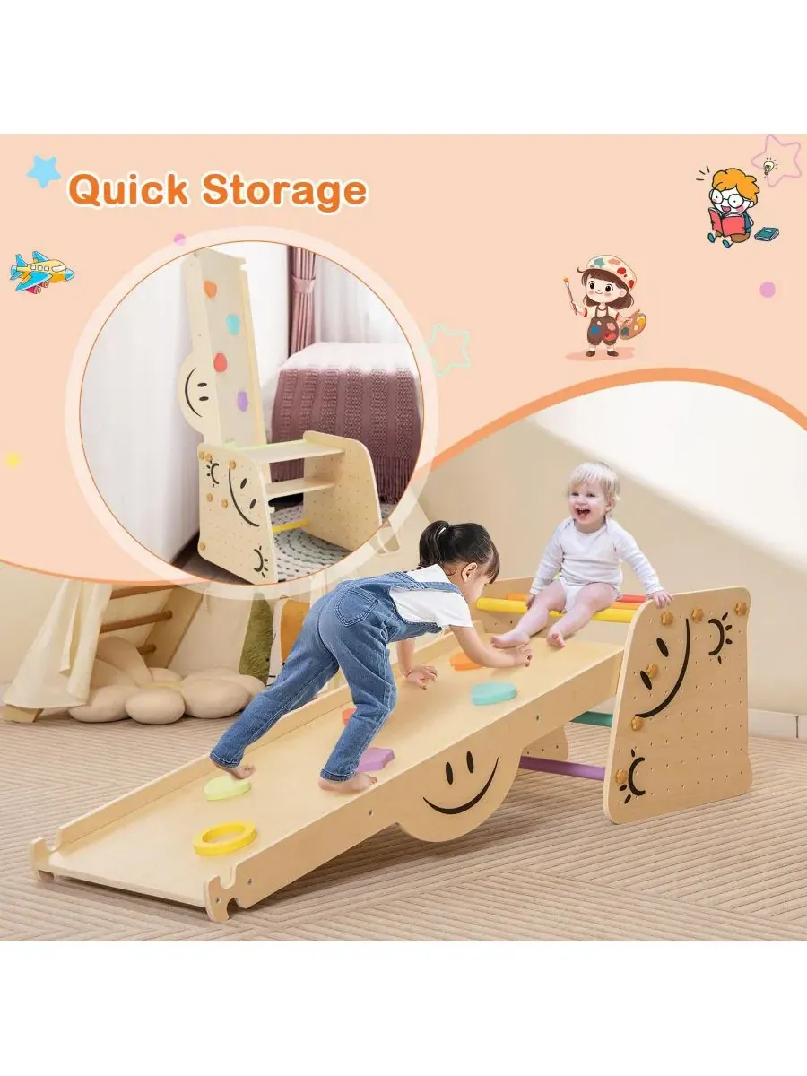 Детский деревянный игровой набор-качалка с горкой и лестницей, модель Triangle Climber Set GOUUN — изображение 8 из 10