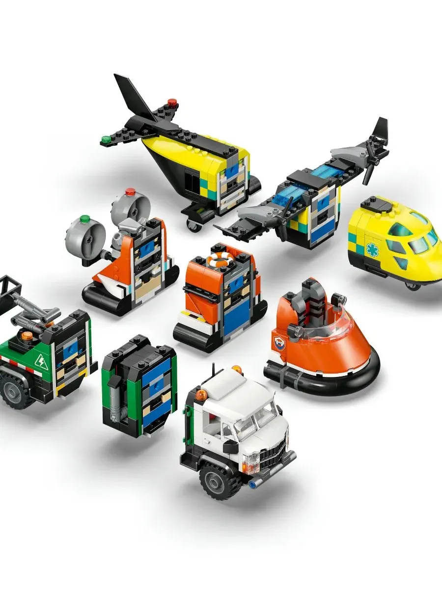 Конструктор LEGO City с самолетом, сервисным грузовиком и судном на воздушной подушке, 990 деталей — изображение 4 из 12