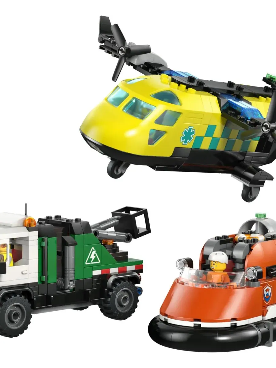 Конструктор LEGO City с самолетом, сервисным грузовиком и судном на воздушной подушке, 990 деталей — изображение 9 из 12