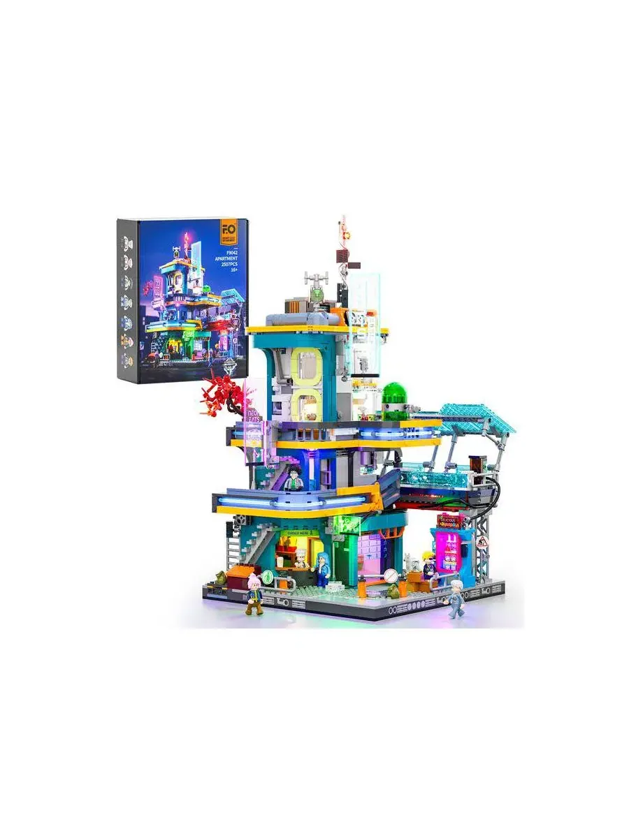 Конструктор Cyberpunk Mansion Lighting Building-Bricks Set, 2524 детали Lumibricks — мульти