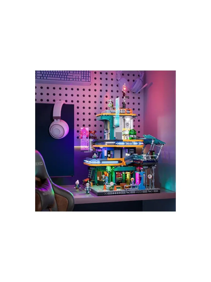 Конструктор Cyberpunk Mansion Lighting Building-Bricks Set, 2524 детали Lumibricks — изображение 2 из 10, нет цвета