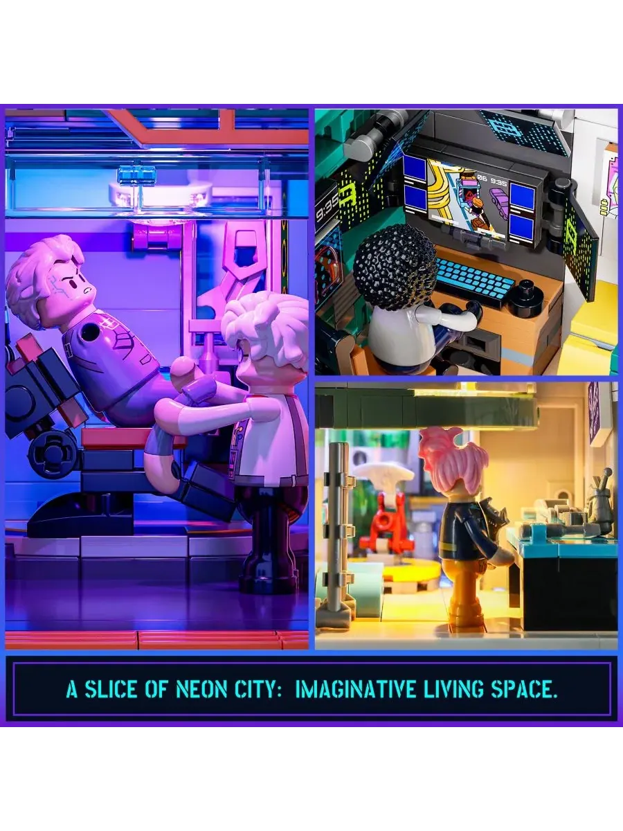 Конструктор Cyberpunk Mansion Lighting Building-Bricks Set, 2524 детали Lumibricks — изображение 5 из 10, нет цвета