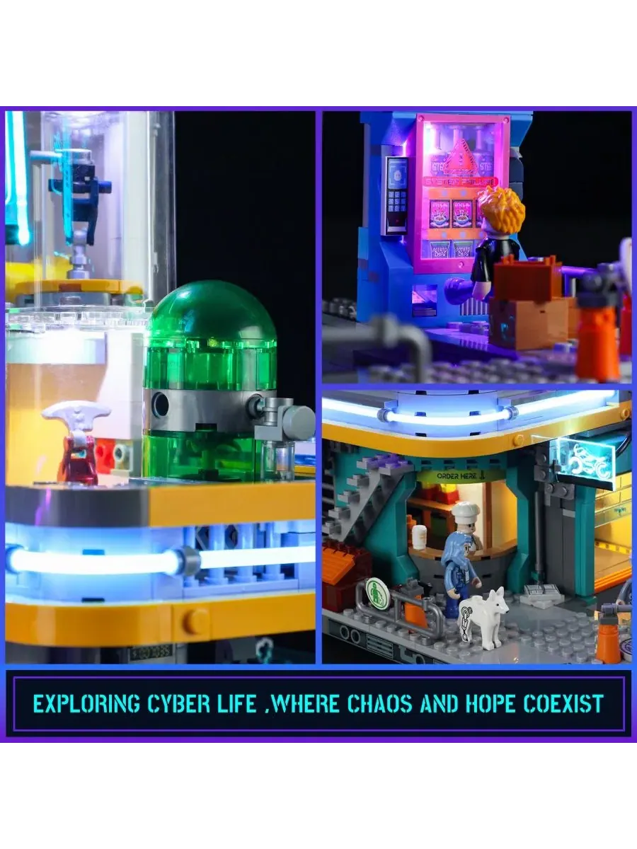 Конструктор Cyberpunk Mansion Lighting Building-Bricks Set, 2524 детали Lumibricks — изображение 7 из 10, нет цвета