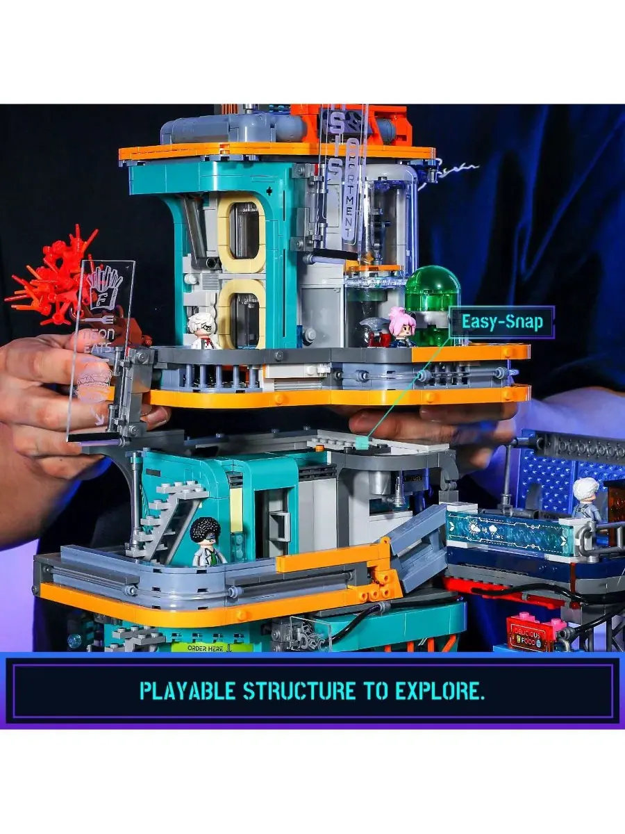 Конструктор Cyberpunk Mansion Lighting Building-Bricks Set, 2524 детали Lumibricks — изображение 9 из 10, нет цвета