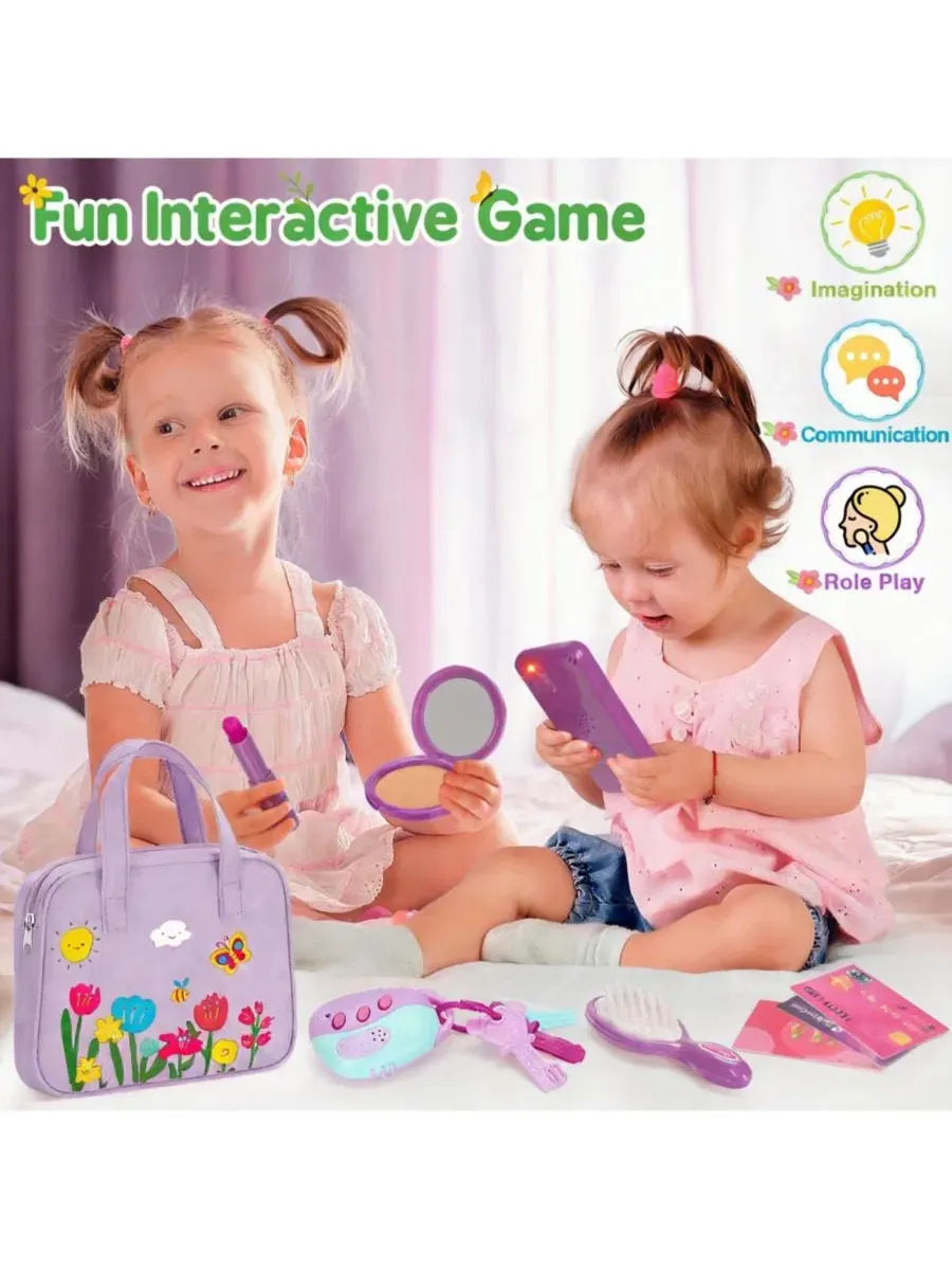 Игровой набор сумочка с косметикой, с принтом GNUADZ — изображение 3 из 4, фиолетовый