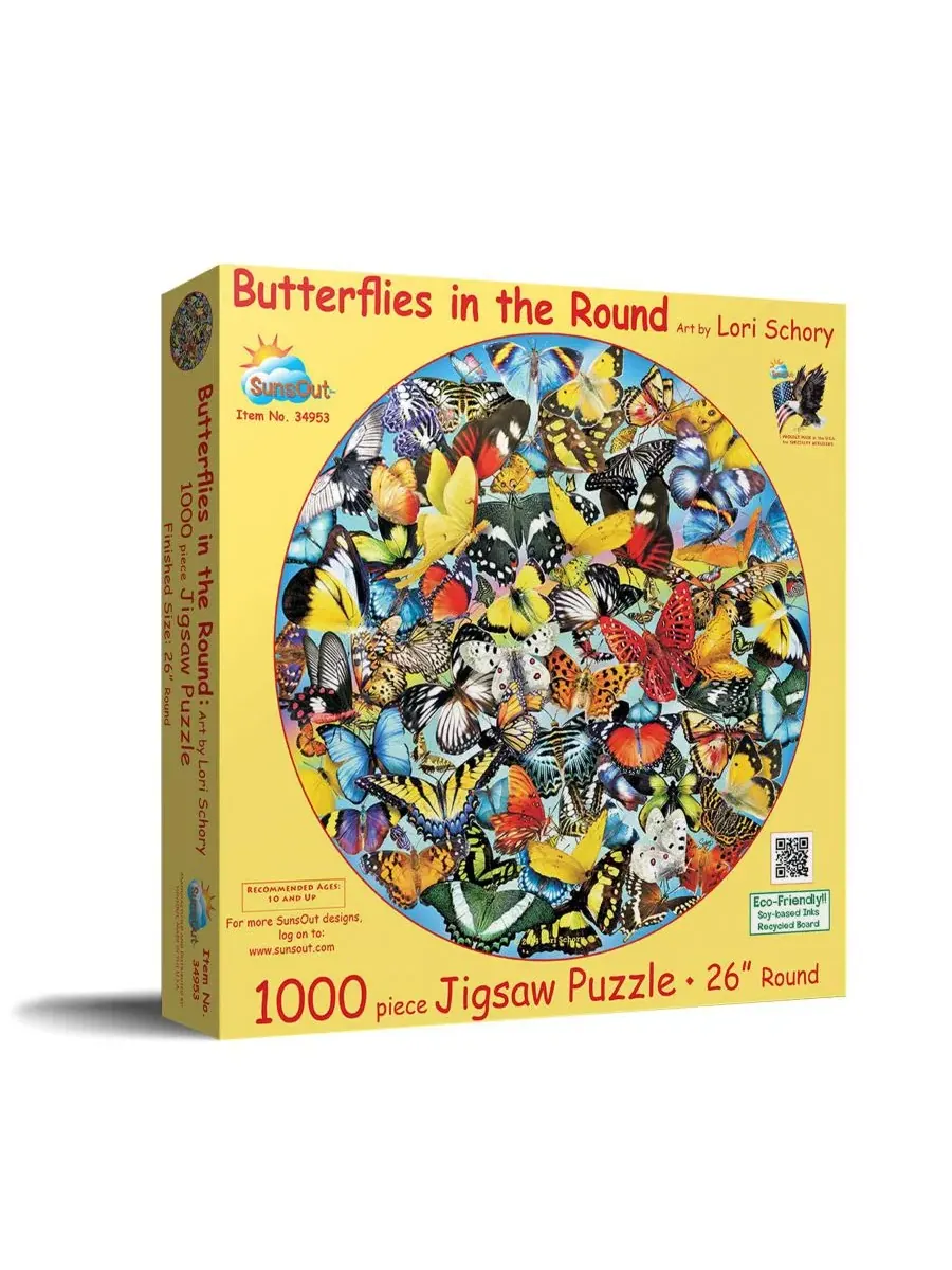 Круглый пазл 1000 элементов с принтом Butterflies in the Round SunsOut, 66 см
