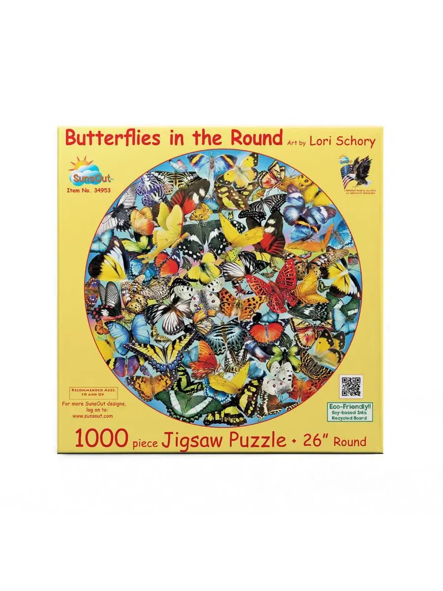 Круглый пазл 1000 элементов с принтом Butterflies in the Round SunsOut, 66 см — изображение 2 из 5, нет цвета