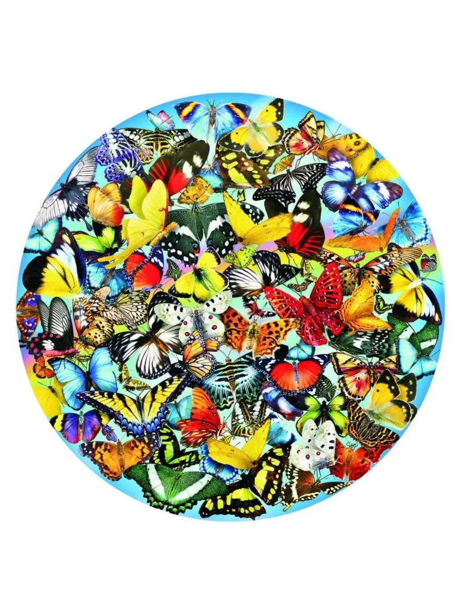 Круглый пазл 1000 элементов с принтом Butterflies in the Round SunsOut, 66 см — изображение 3 из 5, нет цвета