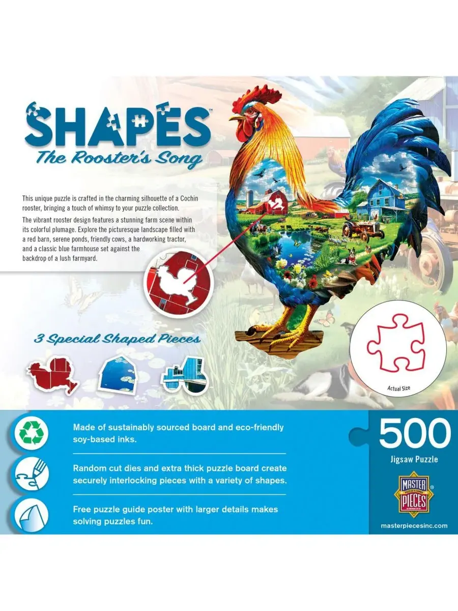 Пазл фигурный «The Rooster's Song» 500 деталей MasterPieces Puzzles — изображение 3 из 3, нет цвета