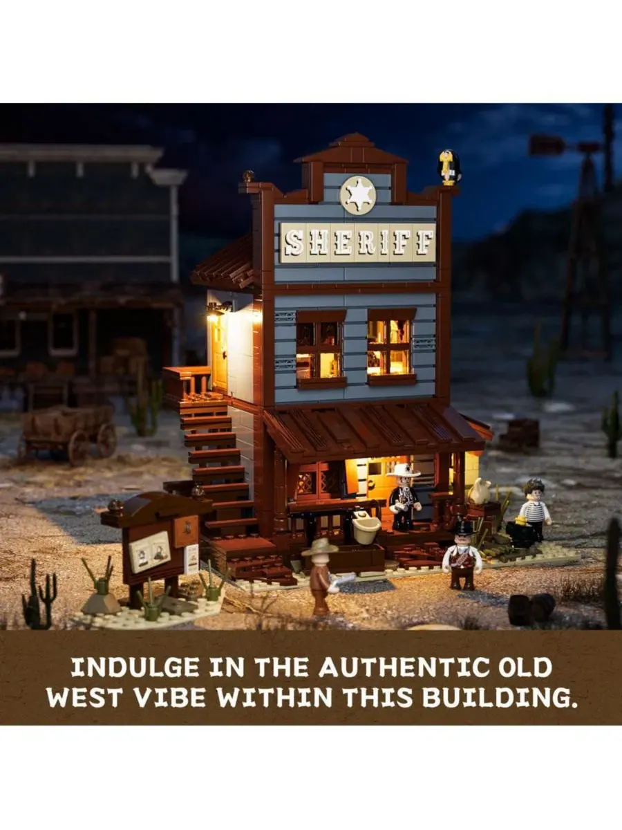 Конструктор Lumibricks, 1240 деталей, офис шерифа на Диком Западе, с подсветкой — изображение 7 из 10, нет цвета