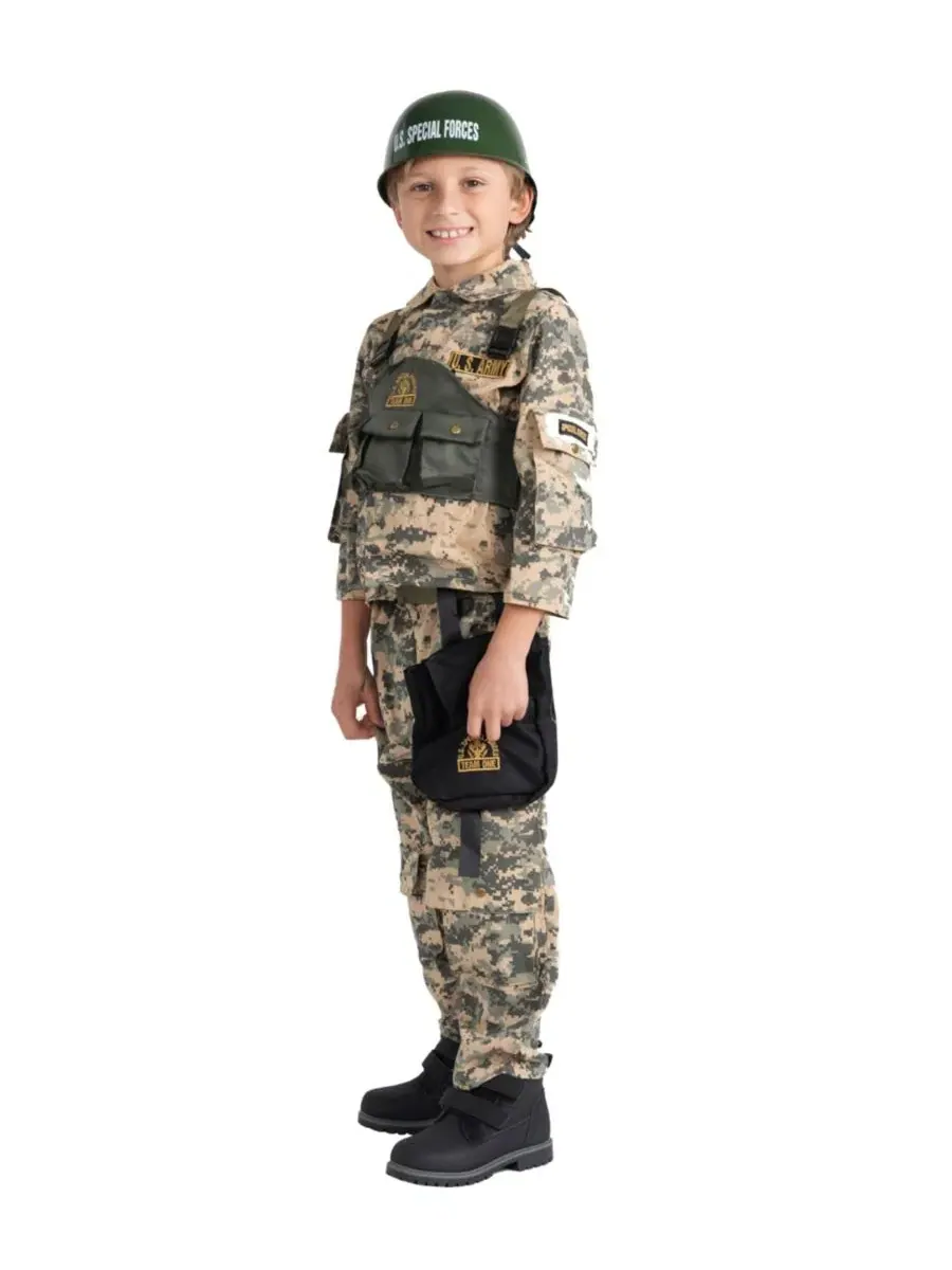 Костюм военного с камуфляжным принтом Army Soldier Costume Dress Up America — изображение 2 из 3, нет цвета