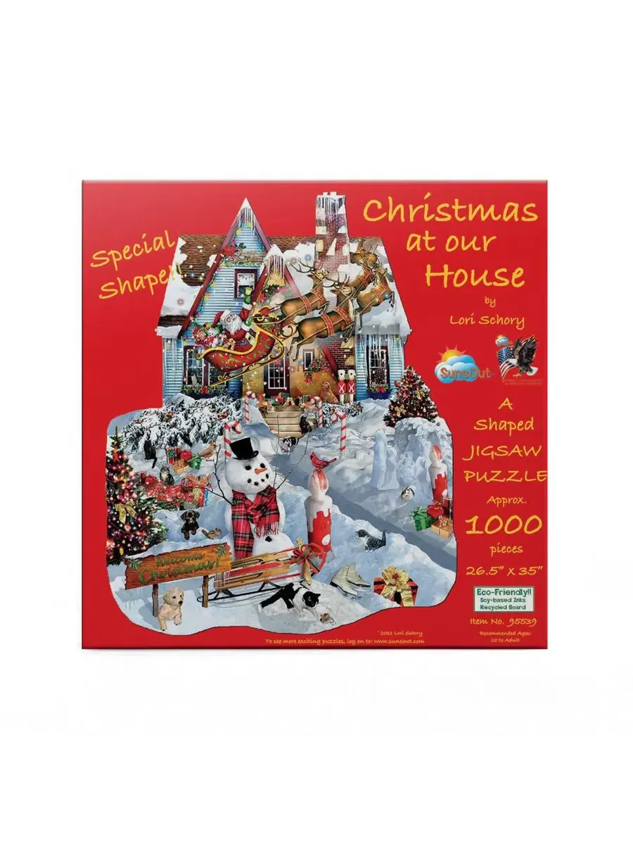 Пазл 1000 элементов, особой формы, с рождественским принтом, Christmas at Our House SunsOut — изображение 3 из 5, нет цвета