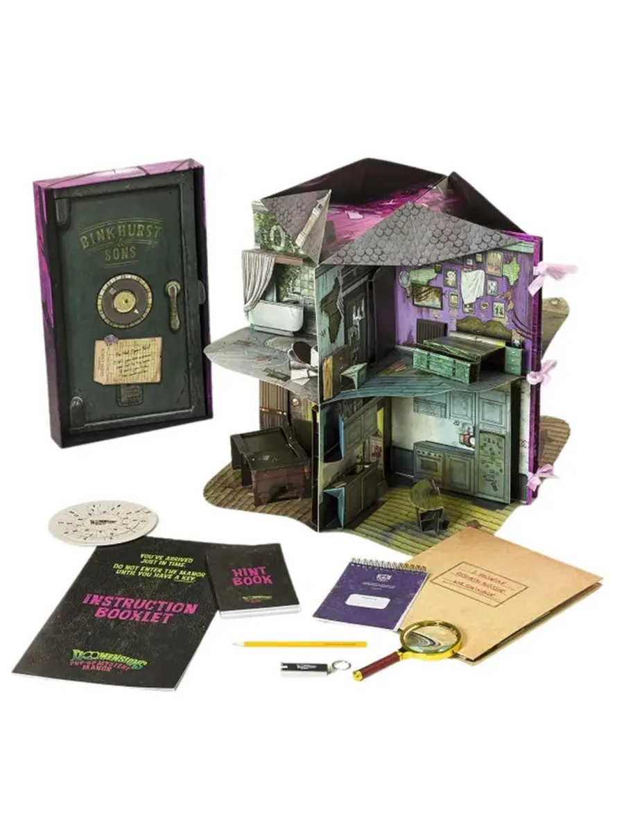 Настольная игра-квест «Таинственный особняк» с 3D-поп-ап особняком Uncommon Goods — зеленый