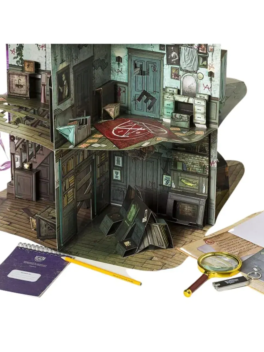 Настольная игра-квест «Таинственный особняк» с 3D-поп-ап особняком Uncommon Goods — изображение 2 из 3, зеленый