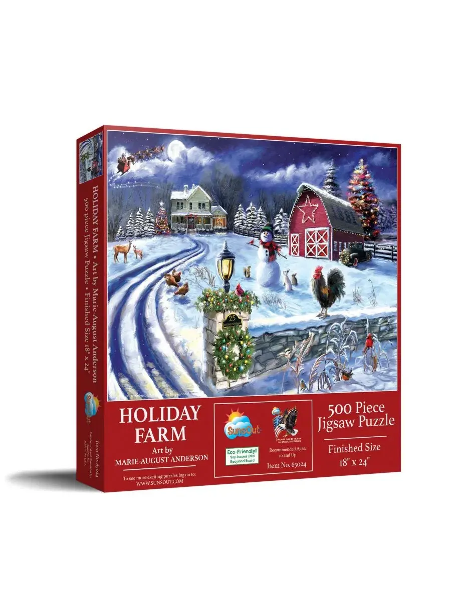 Пазл Holiday Farm Road из 500 деталей для взрослых, рождественский Sunsout