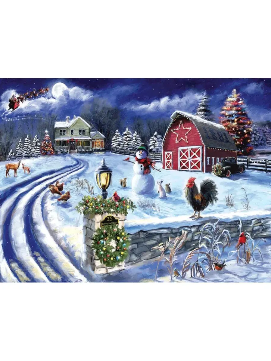 Пазл Holiday Farm Road из 500 деталей для взрослых, рождественский Sunsout — изображение 2 из 5, нет цвета