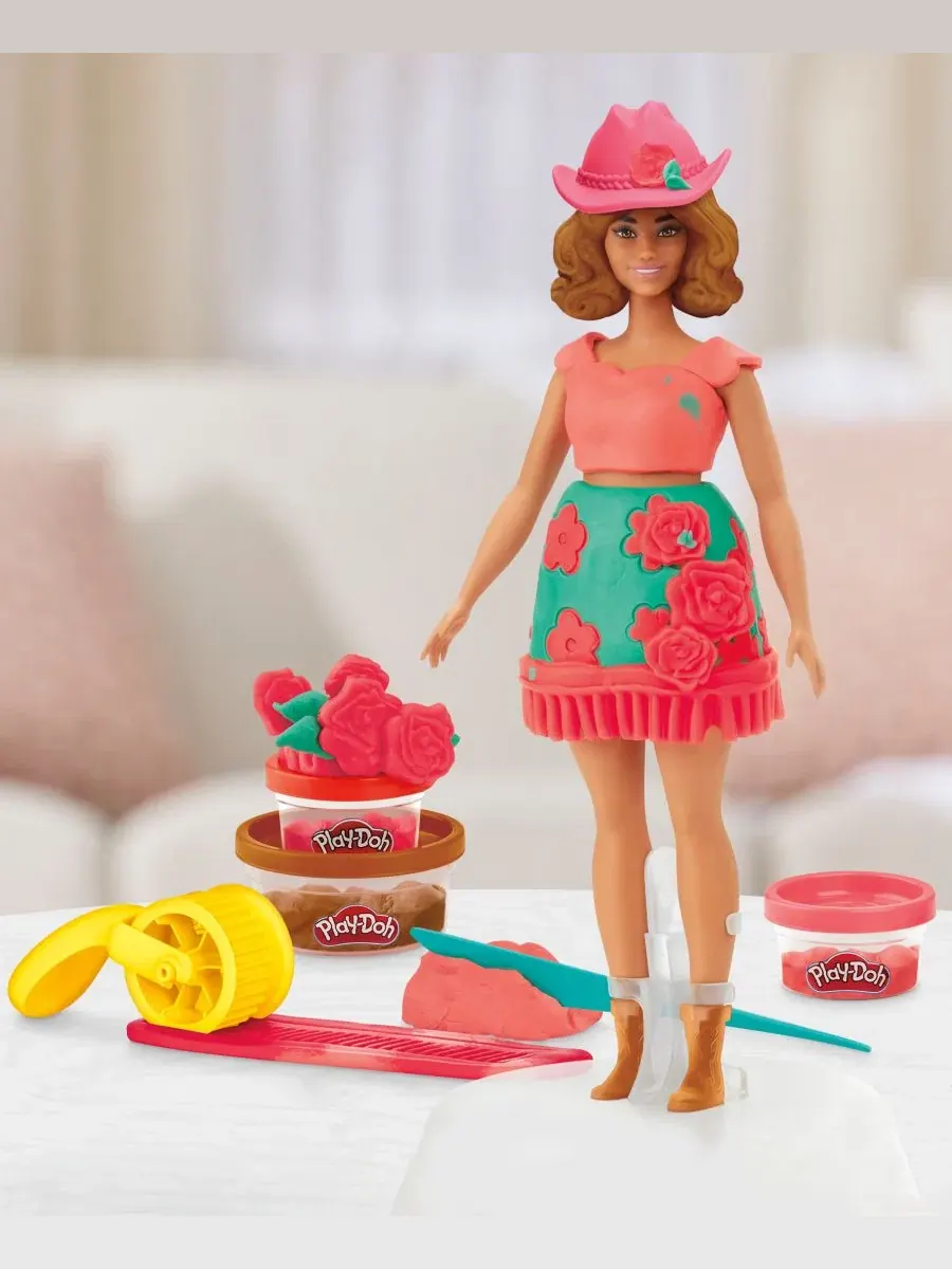 Набор Барби с цветочным рисунком и бахромой Play-Doh — изображение 3 из 4, нет цвета