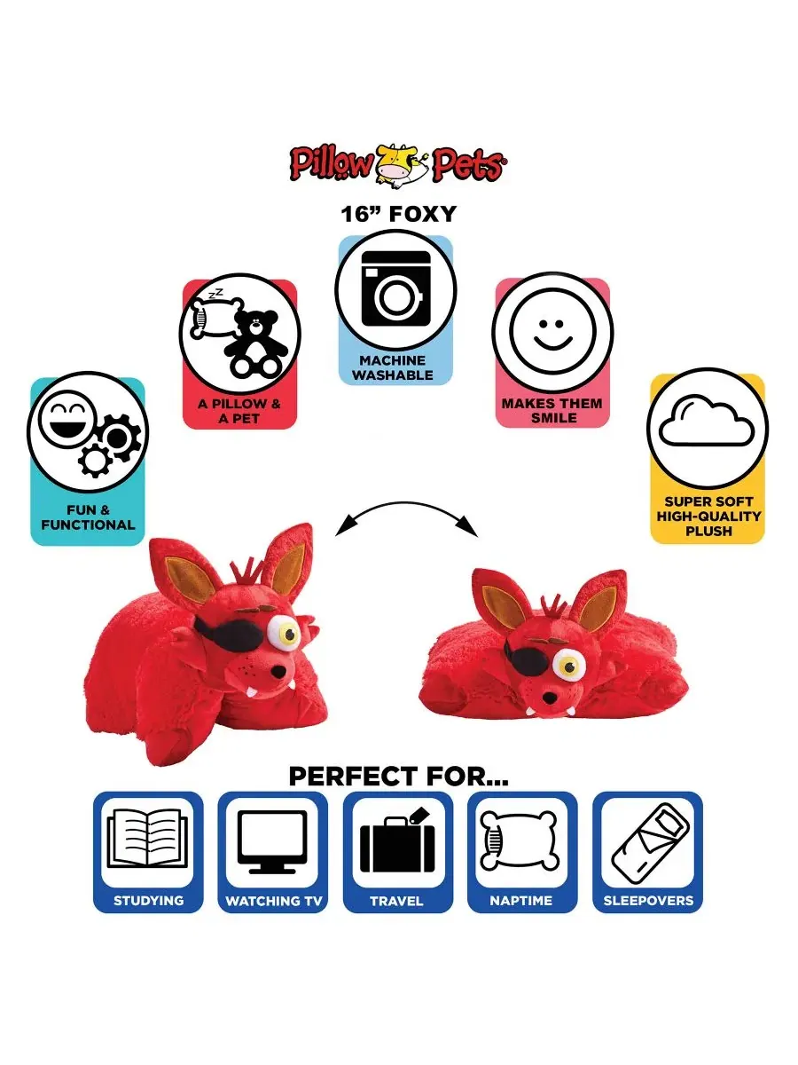 Мягкая игрушка-подушка Foxy Pillow Pets — изображение 6 из 8, красный