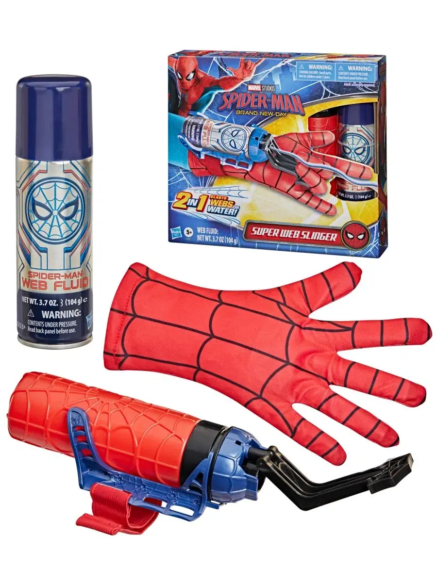 Игровой набор Человек-паук 2-в-1 Super Web Slinger, с перчаткой и бластером Spider-Man — изображение 3 из 8, нет цвета