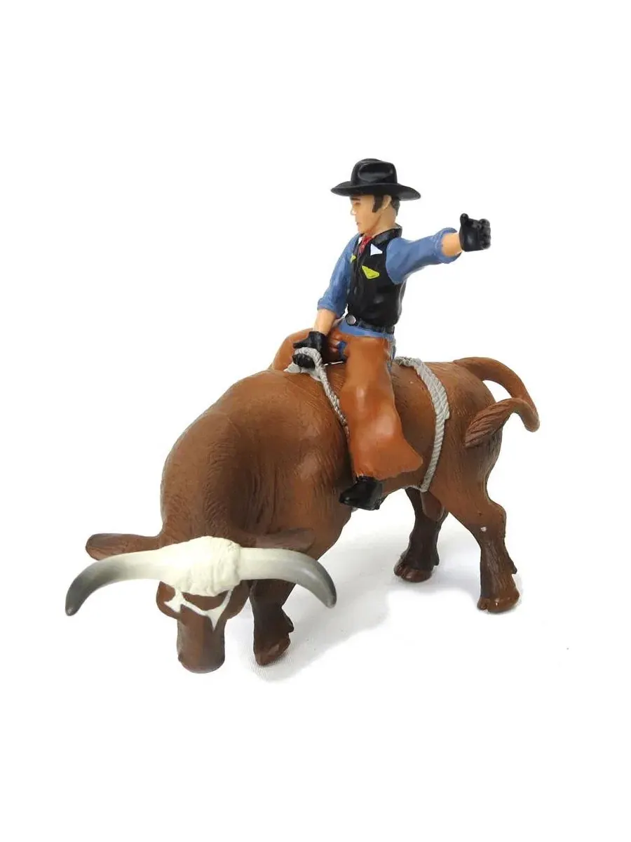 Фигурка быка с наездником 1/16 Brown Bucking Bull and Rider Little Buster Toys