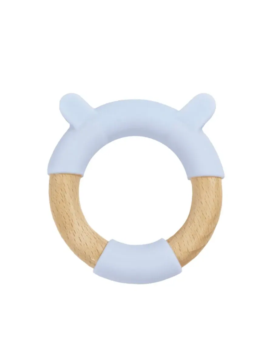 Прорезыватель Blue Bear Circle из силикона и дерева Goosewaddle — синий