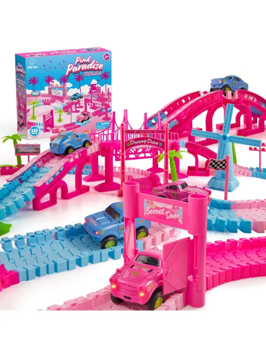 Набор Pink Paradise Adventure Tracks, 225 деталей Usa Toyz — мульти