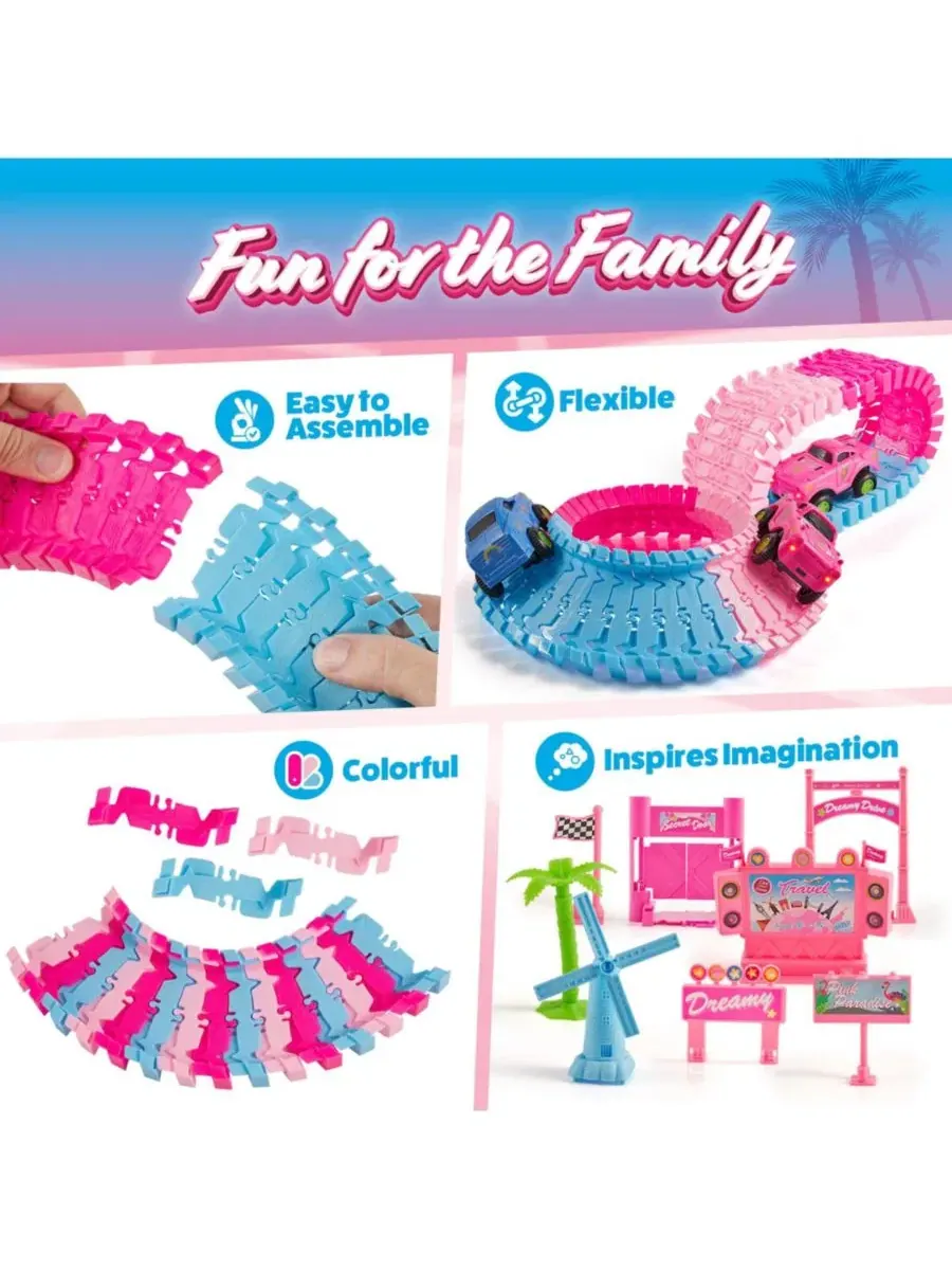 Набор Pink Paradise Adventure Tracks, 225 деталей Usa Toyz — изображение 5 из 8, нет цвета
