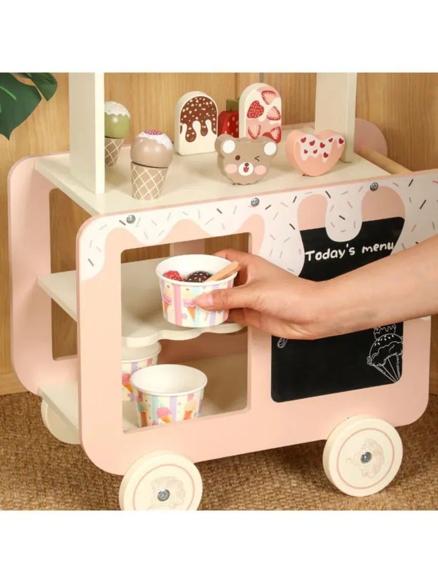 Деревянный игровой набор с мороженым Ice Cream Truck Bruce & Shark — изображение 5 из 8, розовый