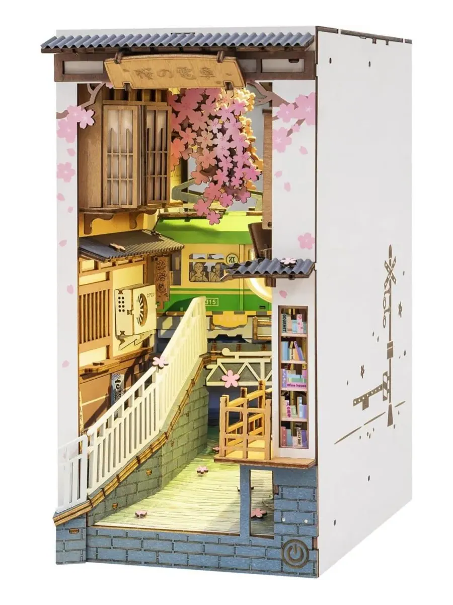 3D-пазл из дерева Book Nook Tokyo in Spring Robotime — розовый