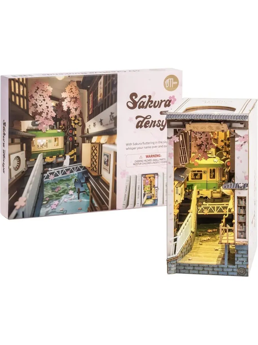 3D-пазл из дерева Book Nook Tokyo in Spring Robotime — изображение 3 из 7, розовый