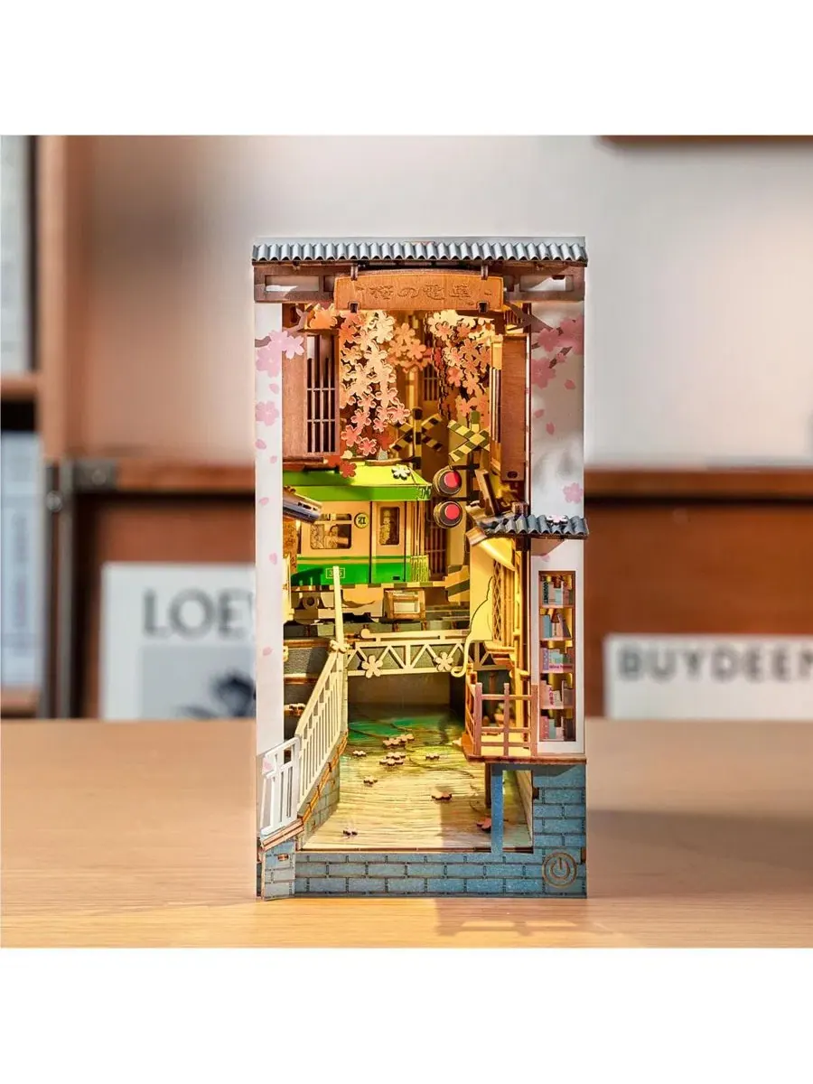 3D-пазл из дерева Book Nook Tokyo in Spring Robotime — изображение 4 из 7, розовый