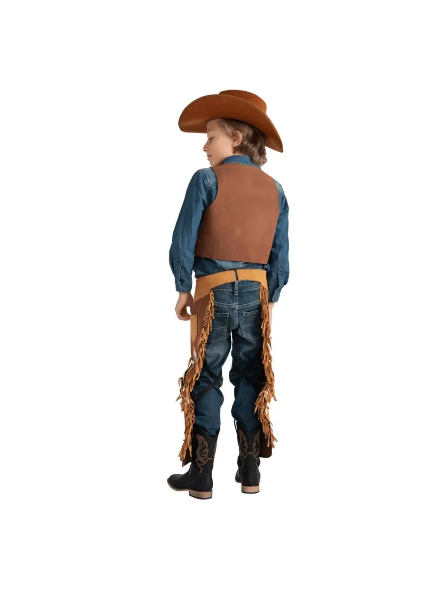 Костюм ковбоя с жилетом и чапсами, модель Cowboy Chaps and Vest Dress Up America — изображение 2 из 3, коричневый