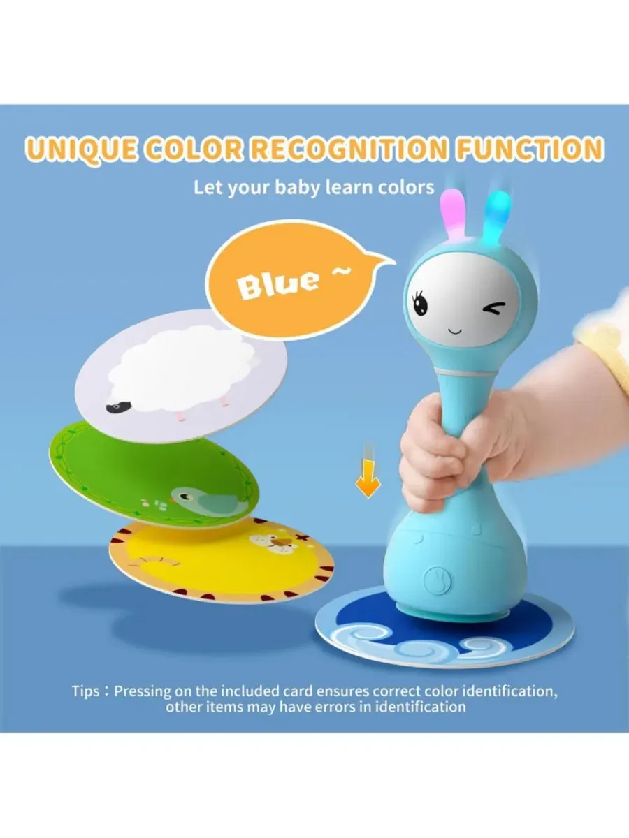 Музыкальная погремушка Smarty Bunny для малышей - светящаяся развивающая и сенсорная игрушка с — изображение 3 из 7, синий