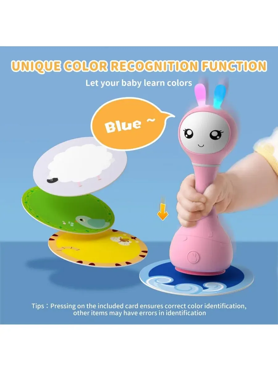 Музыкальная погремушка Smarty Bunny для малышей - светящаяся развивающая и сенсорная игрушка с — изображение 3 из 7, розовый