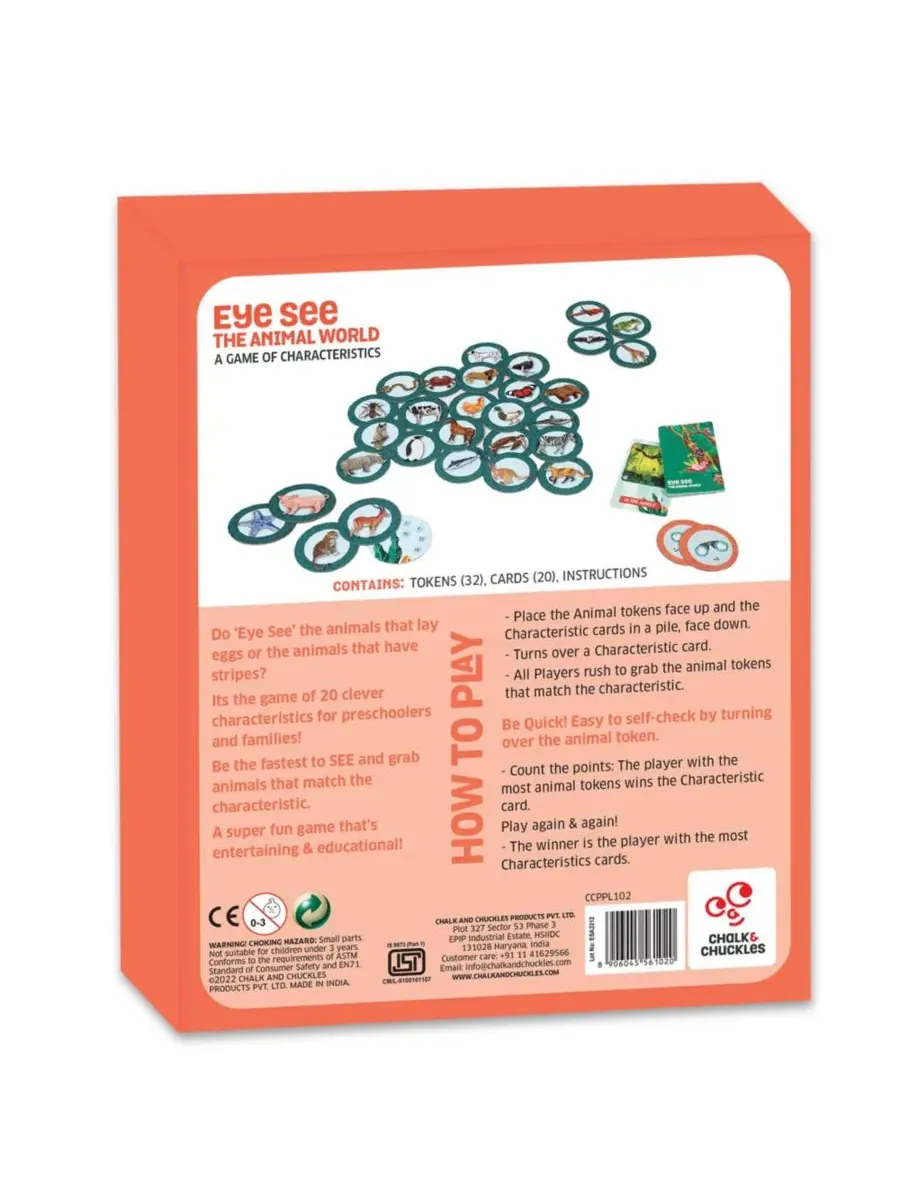 Настольная игра Eye See Animals Educational Matching Game Set Chalk & Chuckles — изображение 2 из 3, нет цвета