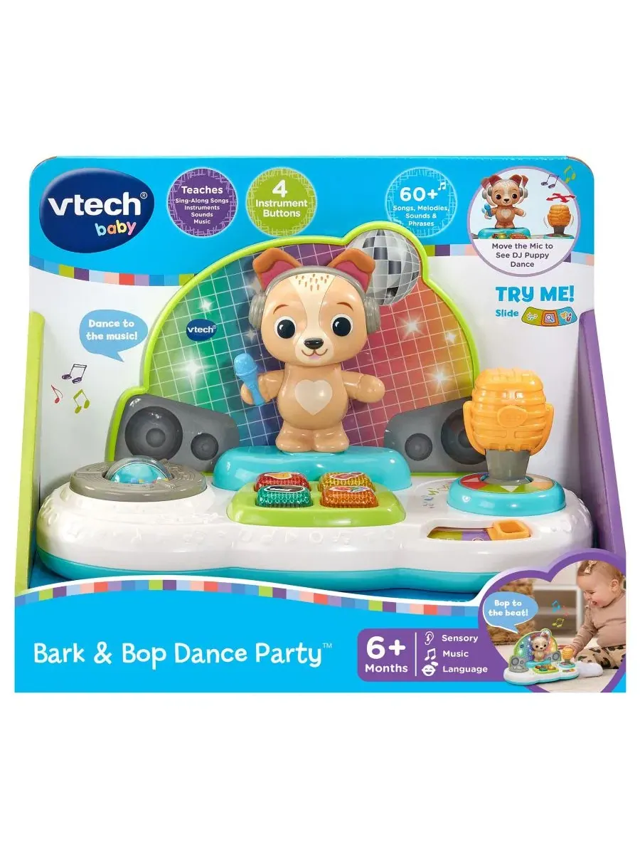 Интерактивная игрушка Baby Bark and Bop Dance Party Puppy Toy VTech — изображение 3 из 4, нет цвета