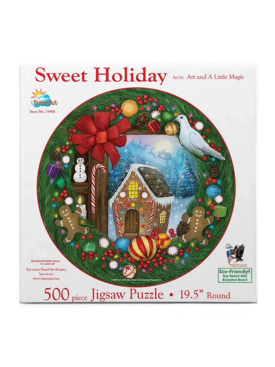 Круглый пазл Sweet Holiday из 500 деталей для взрослых Sunsout — изображение 2 из 5, нет цвета