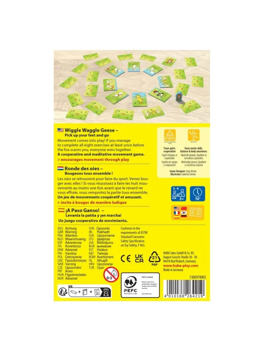Настольная игра-координация Wiggle Waggle Geese для детей от 3 лет Haba — изображение 4 из 4, желтый