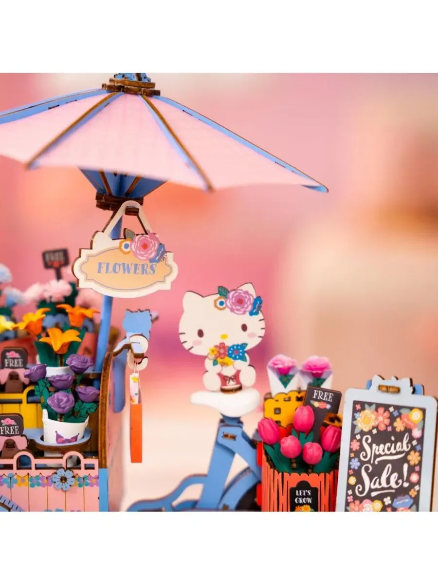 Набор для самостоятельной сборки 3D-пазла «Тележка с цветами Hello Kitty», 184 детали Flash Popup — изображение 2 из 4, синий