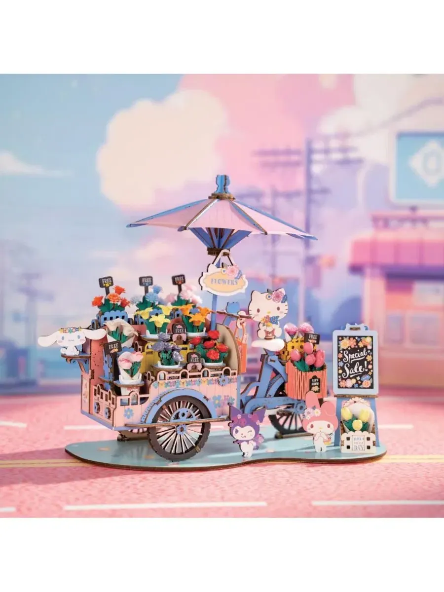 Набор для самостоятельной сборки 3D-пазла «Тележка с цветами Hello Kitty», 184 детали Flash Popup — изображение 4 из 4, синий