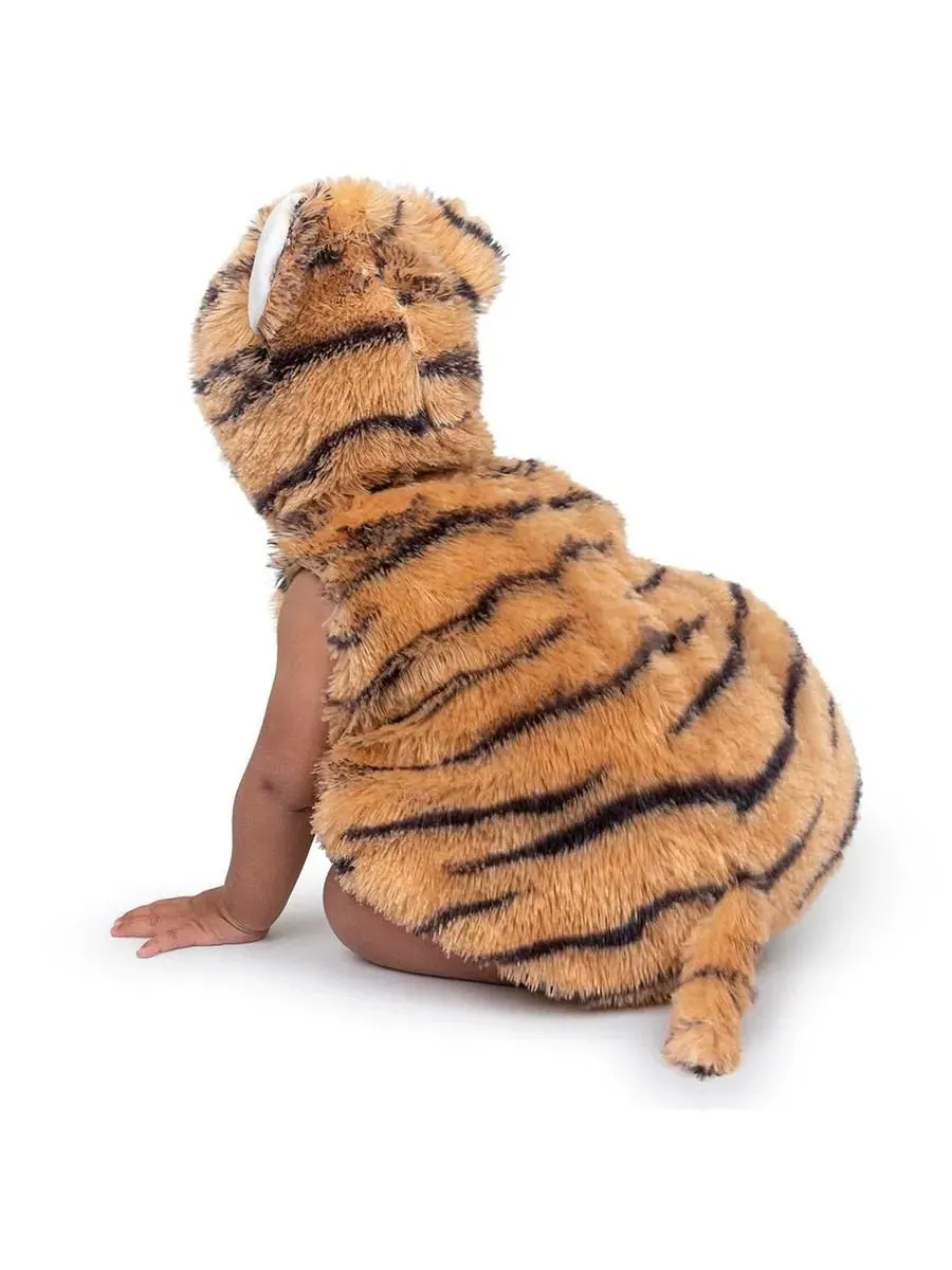 Детский костюм тигра с капюшоном, модель Tiger Romper & Hood Costume Dress Up America — изображение 2 из 3, коричневый