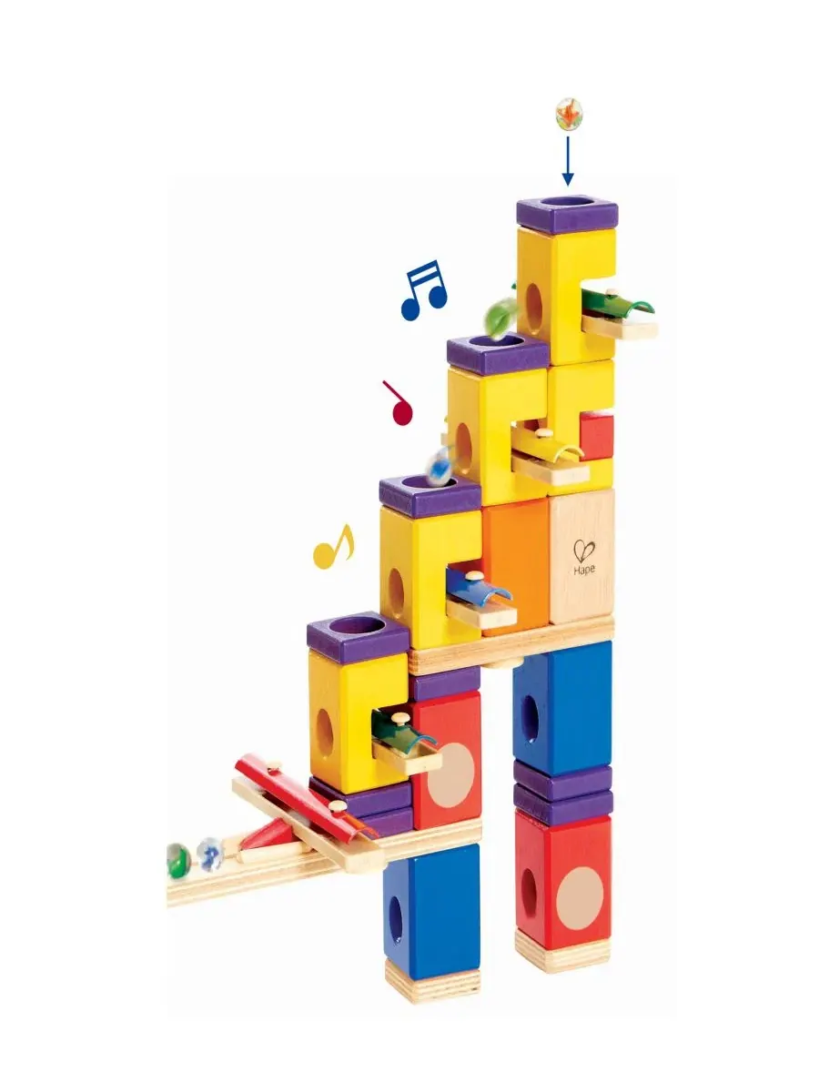 Конструктор-лабиринт для шариков Music Motion Quadrilla, 97 деталей Hape — изображение 2 из 5, мульти