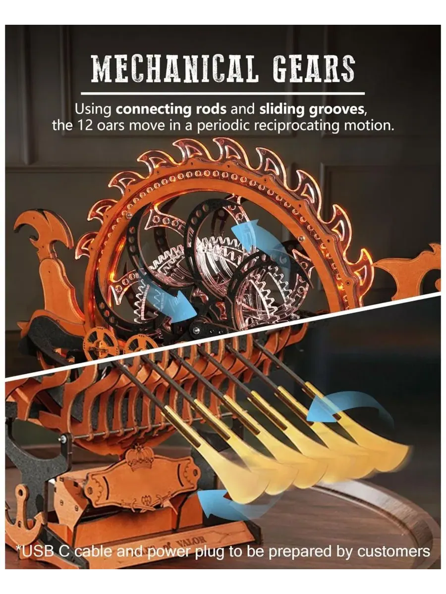 Деревянный 3D-пазл «Viking Dragon Ship» Robotime, 229 деталей — изображение 2 из 6, коричневый