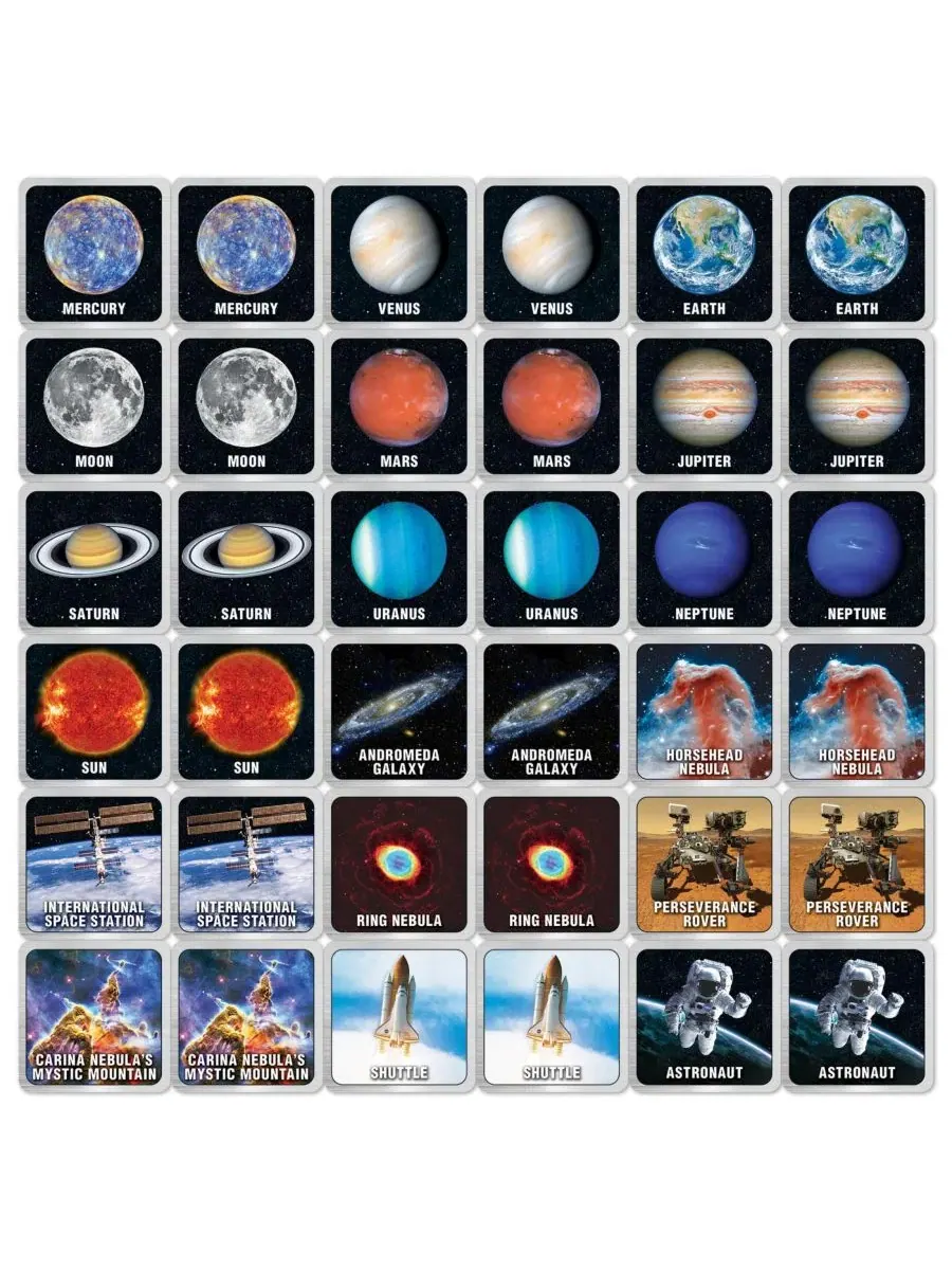 Настольная игра на память Outer Space Matching Game MasterPieces, 18 пар карточек — изображение 2 из 3, нет цвета